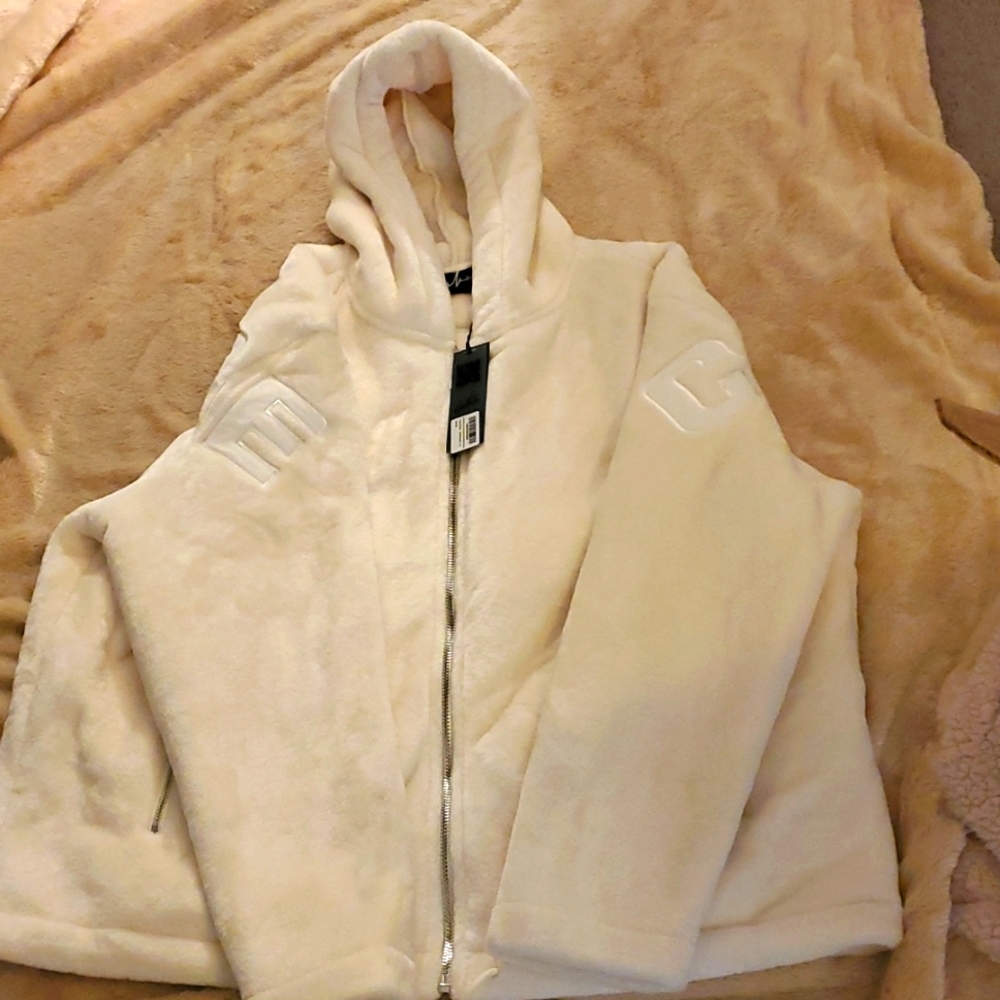 Oversized fur applique jacket